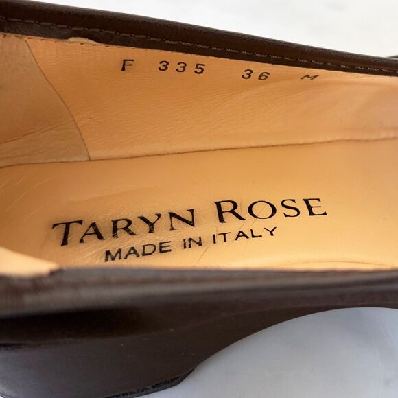 Taryn Rose Made in Italy Brown Leather/Fabric Womens 6 Wedge Comfort Shoes Women - Picture 8 of 8